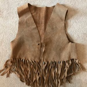 Reversible leather fringe vest